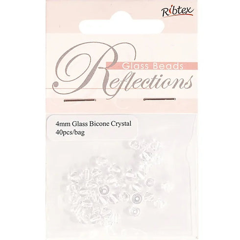 4mm Glass Bicone Beads (available in 3 colours)